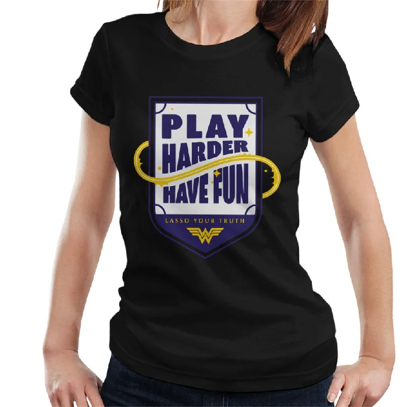 Wonder Woman Sports Play Harder Lasso Your Truth Women's T-Shirt Basic T-Shirt Crew Neck Short Sleeve Wonder Woman Sports Play Harder Lasso Your Truth Women's T-Shirt Basic T-Shirt Crew Neck Short Sleeve