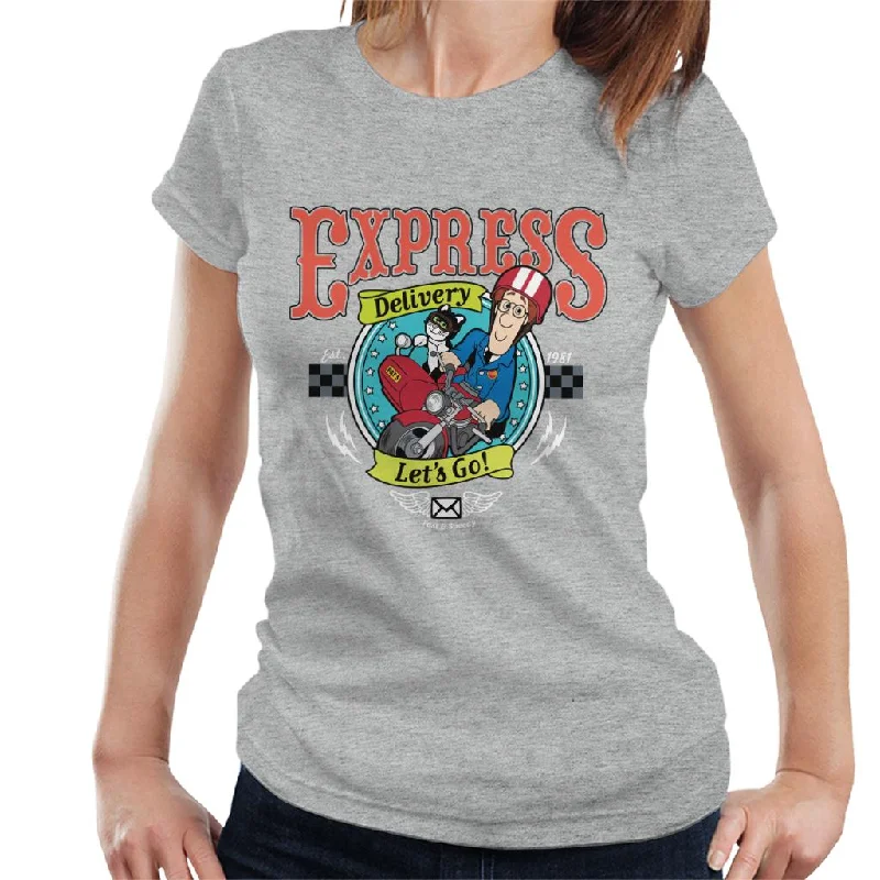 Postman Pat Express Delivery Lets Go Women's T-Shirt Hooded Caped Shawl Collar