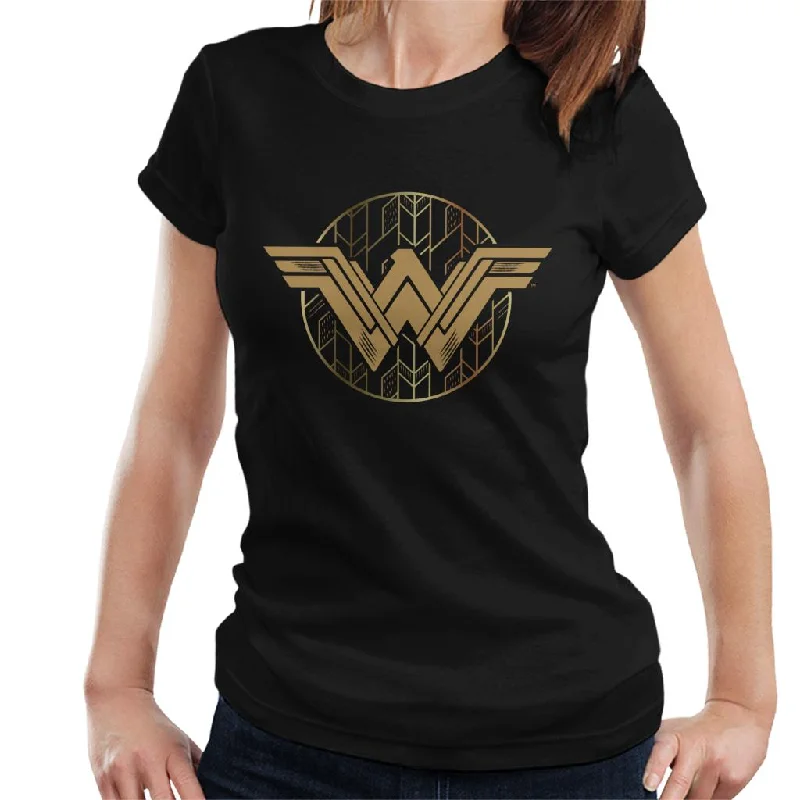 Wonder Woman Golden W Logo Women's T-Shirt Asymmetrical Pockets Print
