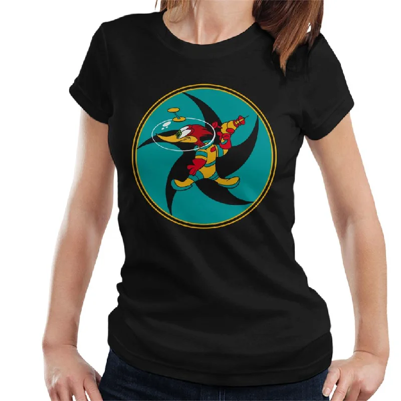Woody Woodpecker Space Suit Women's T-Shirt Hooded Caped Shawl Collar
