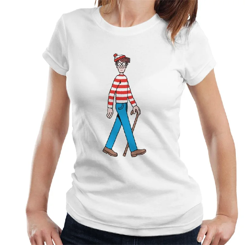 Where's Wally Walking Holding Stick Women's T-Shirt Elasticated Padded Insulated
