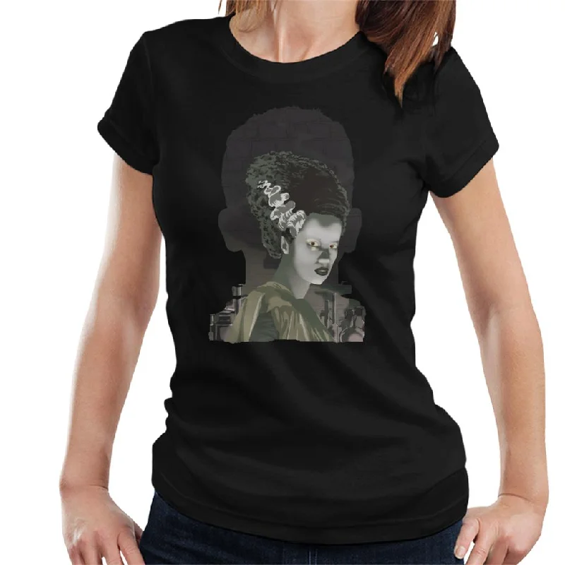 The Bride Of Frankenstein Head Women's T-Shirt Handmade Hand-knitted Hand-woven