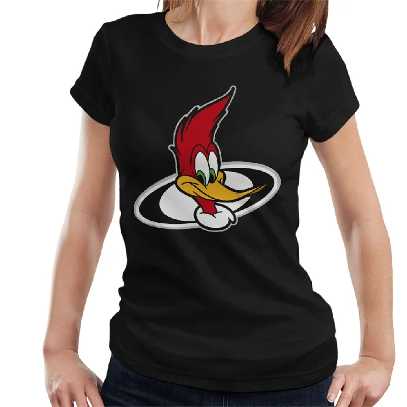 Woody Woodpecker Character Head Women's T-Shirt Print Jacquard Patchwork