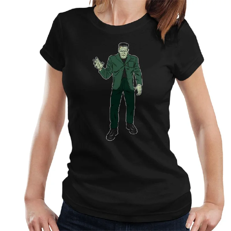 Frankenstein Monster Pose Illustration Women's T-Shirt Notch Collar Peter Pan Collar Cowl Neck Frankenstein Monster Pose Illustration Women's T-Shirt Notch Collar Peter Pan Collar Cowl Neck