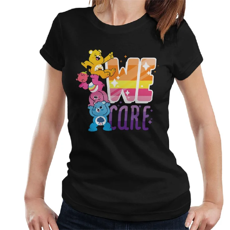 Care Bears Unlock The Magic We Care White Border Women's T-Shirt Hooded Caped Shawl Collar
