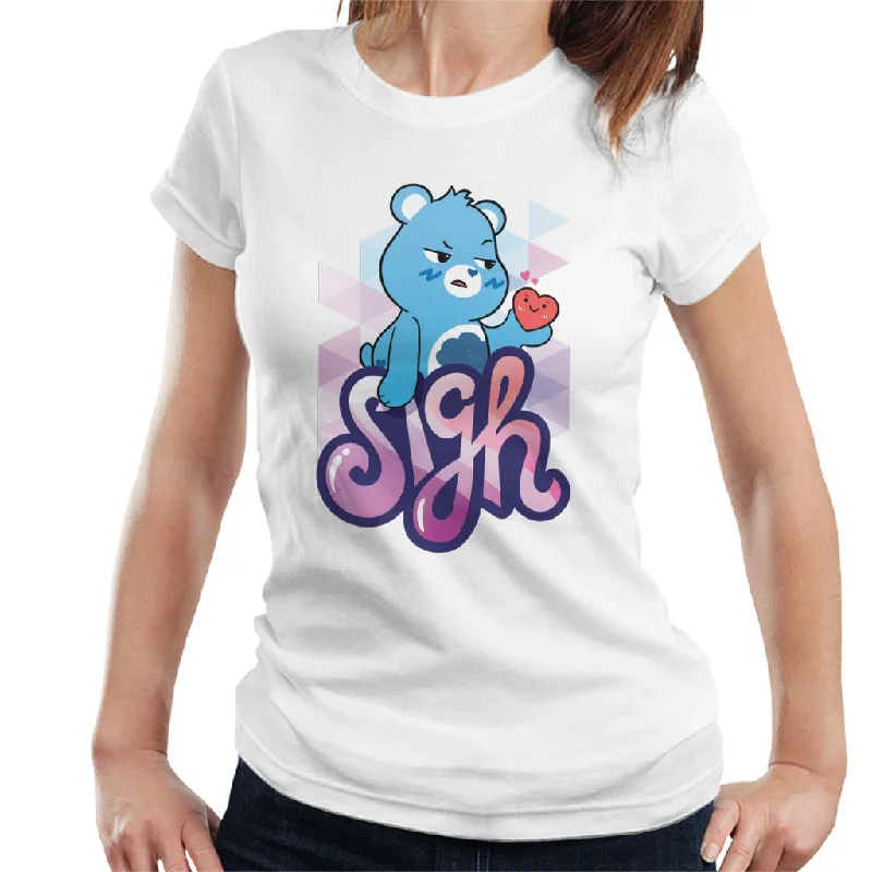 Care Bears Unlock The Magic Grumpy Bear Sigh Women's T-Shirt Striped Floral Plaid