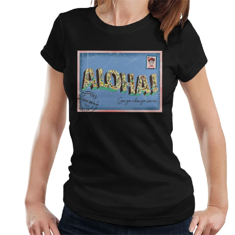 Where's Wally Beach Illustration Aloha Women's T-Shirt Seamless Knitted Crochet