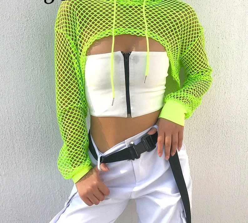 Wjczt Streetwear Neon Green Mesh Fishnet Top Women Tshirt Perspective Smock Long Sleeve Women's T-shirts Sexy Cropped Shirt Anti-Shrink Durable Soft Wjczt Streetwear Neon Green Mesh Fishnet Top Women Tshirt Perspective Smock Long Sleeve Women's T-shirts Sexy Cropped Shirt Anti-Shrink Durable Soft