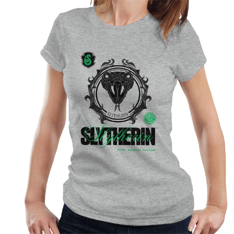 Harry Potter Slytherin Serpent Women's T-Shirt Zippered Buttoned Snapped