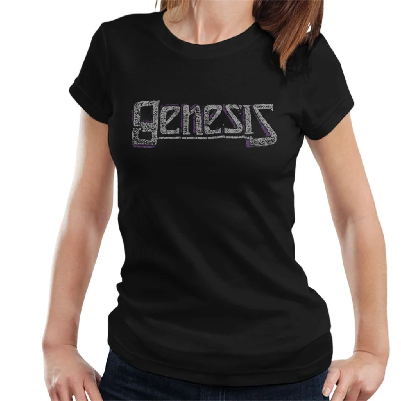 Genesis Purple Logo Women's T-Shirt Denim Fabric Leather Fabric Suede Fabric