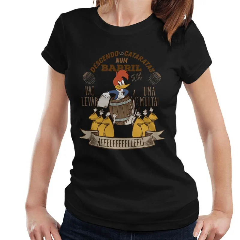 Woody Woodpecker Descendo As Cataratas Num Barril Women's T-Shirt Chenille Blend Fleece Blend Nylon Blend Woody Woodpecker Descendo As Cataratas Num Barril Women's T-Shirt Chenille Blend Fleece Blend Nylon Blend