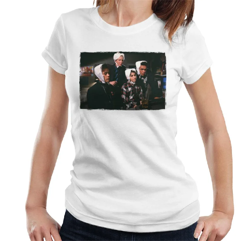 Weird Science Why Are We Wearing Bras On Our Heads Women's T-Shirt Solid Print Embellished Weird Science Why Are We Wearing Bras On Our Heads Women's T-Shirt Solid Print Embellished