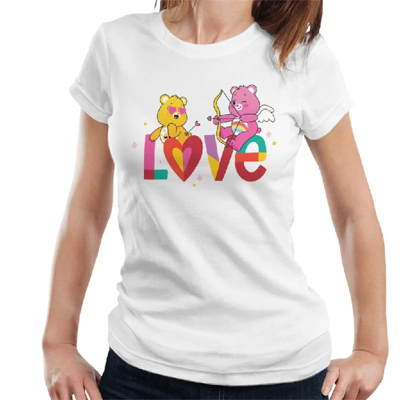 Care Bears Unlock The Magic Valentines Love Arrows Women's T-Shirt Zippered Front Buttoned Front Snap Front