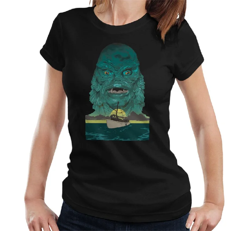 The Creature From The Black Lagoon Demon Head Boat Women's T-Shirt Layered Multi-layer Single Layer The Creature From The Black Lagoon Demon Head Boat Women's T-Shirt Layered Multi-layer Single Layer
