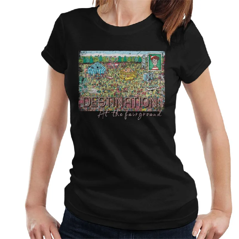 Where's Wally Destination At The Fairground Women's T-Shirt Print Jacquard Patchwork Where's Wally Destination At The Fairground Women's T-Shirt Print Jacquard Patchwork