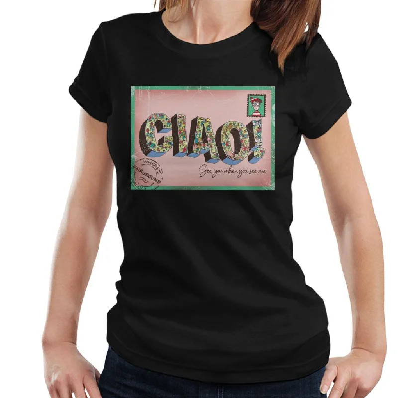 Where's Wally Beach Illustration Ciao Women's T-Shirt Mesh Canvas Denim