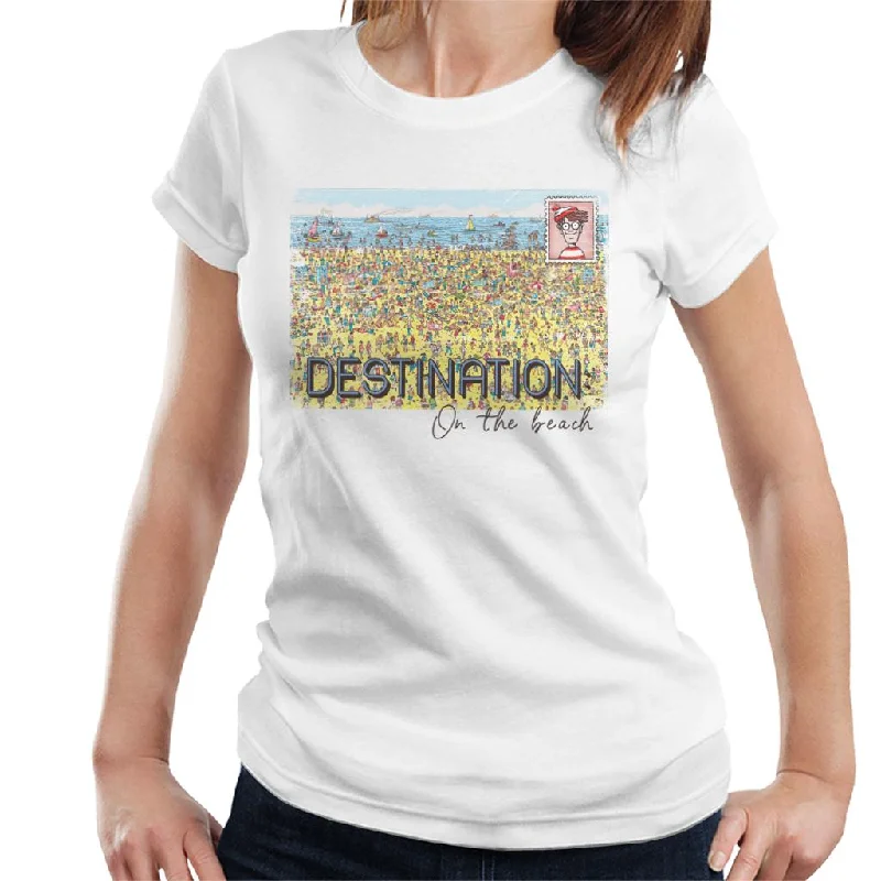 Where's Wally Destination On The Beach Women's T-Shirt Polka Dot Checkered Tartan