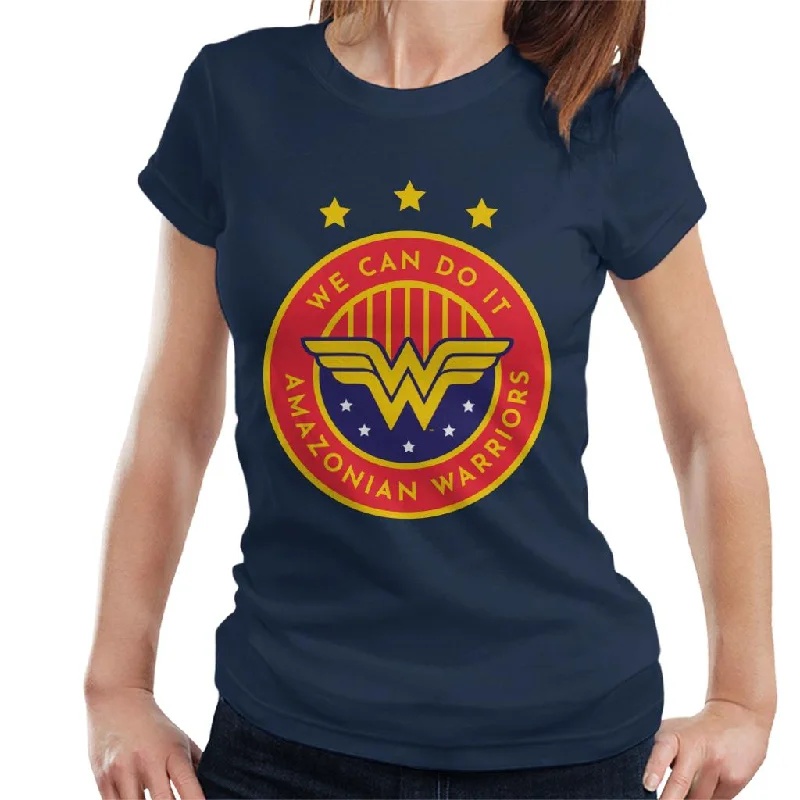 Wonder Woman Sports We Can Do It Amazonian Warriors Women's T-Shirt Welt Pockets Slit Pockets Wonder Woman Sports We Can Do It Amazonian Warriors Women's T-Shirt Welt Pockets Slit Pockets