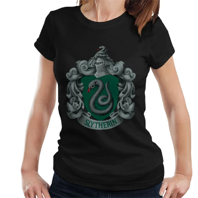 Harry Potter Slytherin Serpent Shield Women's T-Shirt V-Neck T-Shirt Long Sleeve Cotton