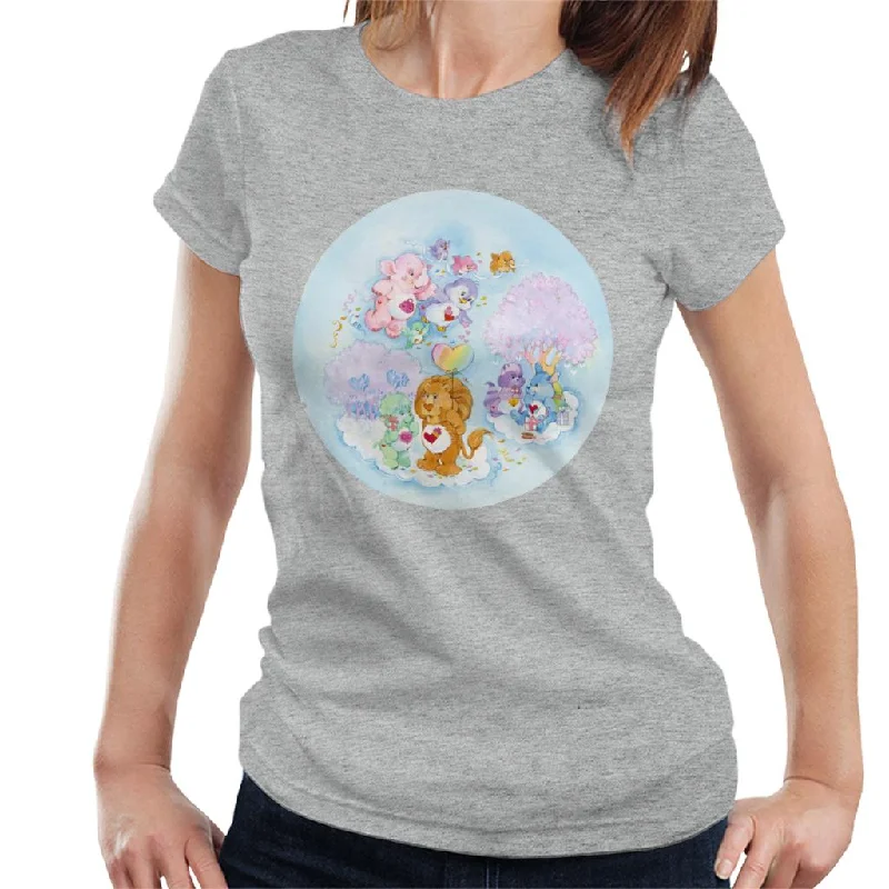 Care Bears Brave Heart Lion Pink Trees Women's T-Shirt Lace Blend Ribbed Blend Corduroy Blend