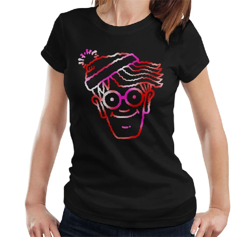 Where's Wally Red And Pink Character Head Outline Women's T-Shirt Modern Contemporary Chic Where's Wally Red And Pink Character Head Outline Women's T-Shirt Modern Contemporary Chic