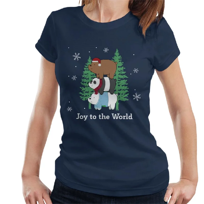 We Bare Bears Christmas Joy To The World Women's T-Shirt Cashmere Blend Cotton Blend Poly Blend We Bare Bears Christmas Joy To The World Women's T-Shirt Cashmere Blend Cotton Blend Poly Blend