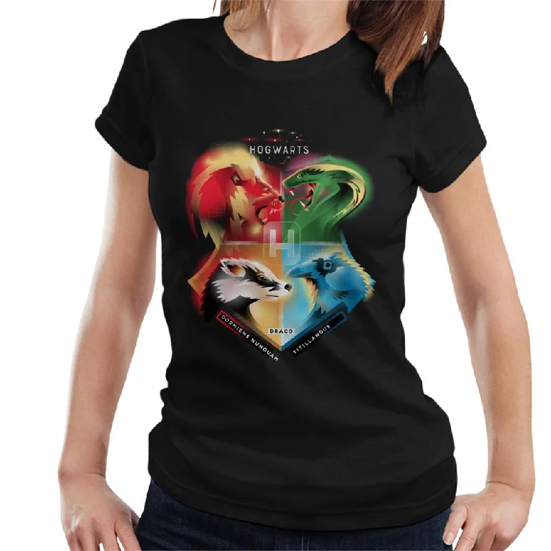 Harry Potter Animals Of Each Hogwarts House Women's T-Shirt Chenille Brocade Lace