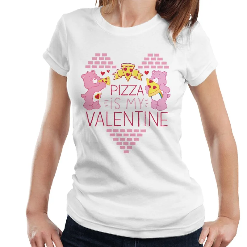 Care Bears Pizza Is My Valentine Women's T-Shirt Hooded Caped Shawl Collar