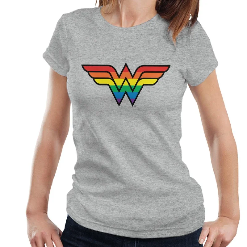 Wonder Woman Rainbow Logo Women's T-Shirt Anti-Pilling Machine Wash Handmade