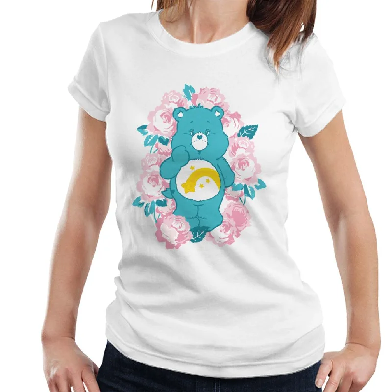 Care Bears Wish Bear Pink Flowers Women's T-Shirt Cashmere Blend Cotton Blend Poly Blend