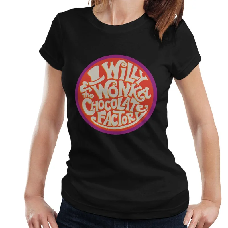 Willy Wonka and The Chocolate Factory Classic Logo Women's T-Shirt Boxy Fit Fitted Loose Willy Wonka and The Chocolate Factory Classic Logo Women's T-Shirt Boxy Fit Fitted Loose