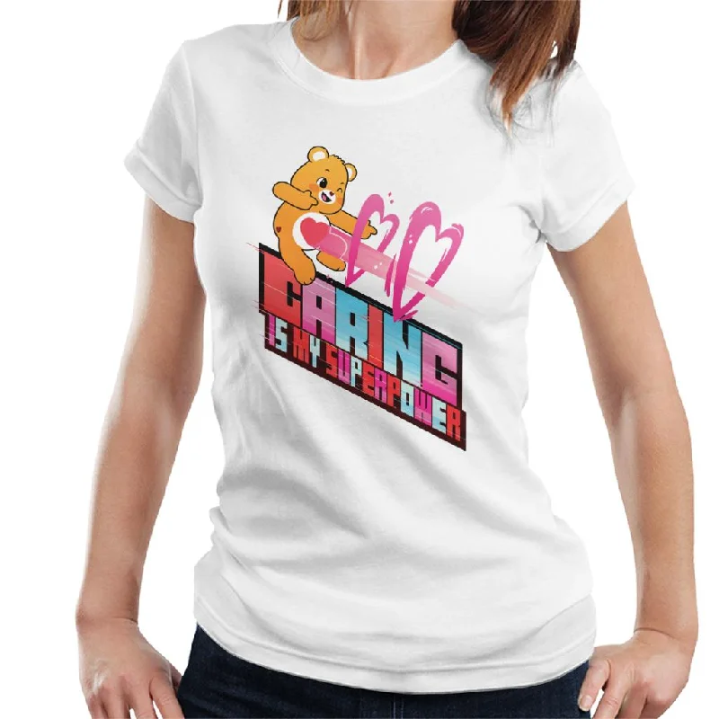 Care Bears Unlock The Magic Caring Is My Superpower Women's T-Shirt Mesh Blend Leather Blend Suede Blend