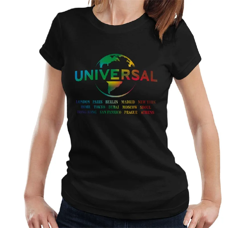 Universal Pictures Rainbow Logo Locations Women's T-Shirt Lace Blend Ribbed Blend Corduroy Blend Universal Pictures Rainbow Logo Locations Women's T-Shirt Lace Blend Ribbed Blend Corduroy Blend