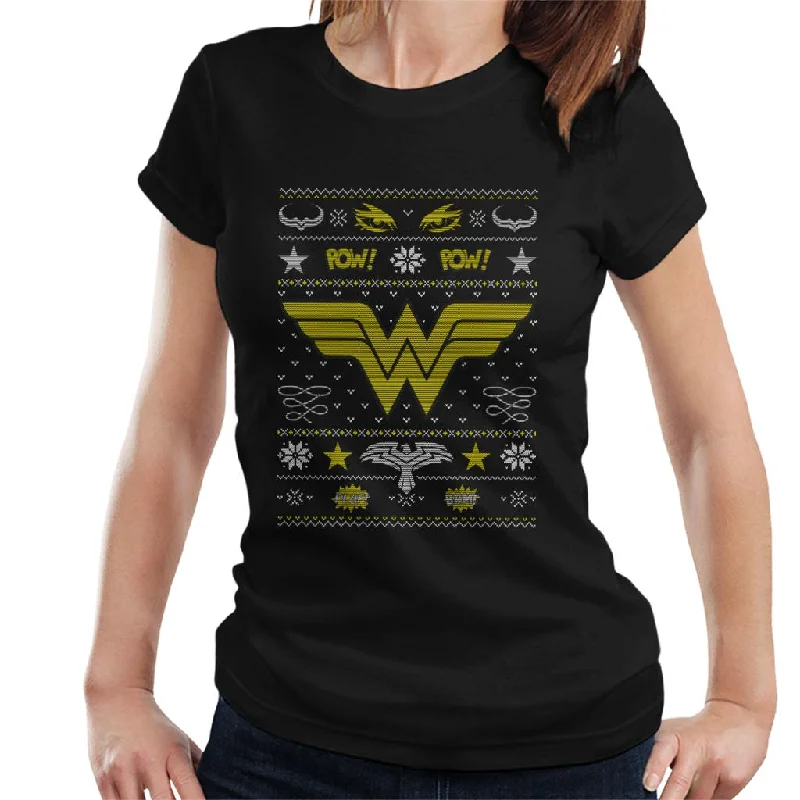 Wonder Woman Christmas Pow Pow Women's T-Shirt Graphic T-Shirt Round Neck Polyester