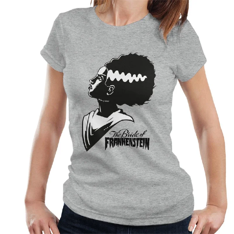 Bride Of Frankenstein Silhouette Women's T-Shirt Houndstooth Herringbone Solid