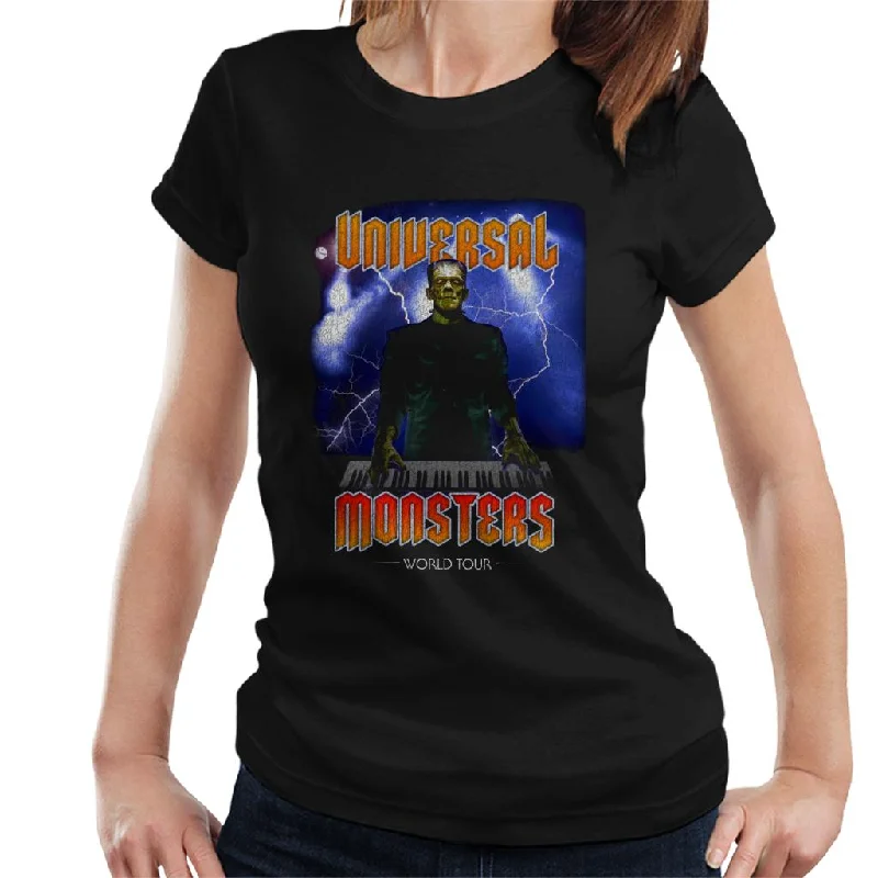 Universal Studios Monsters Frankenstein On Tour Women's T-Shirt Mesh Blend Leather Blend Suede Blend Universal Studios Monsters Frankenstein On Tour Women's T-Shirt Mesh Blend Leather Blend Suede Blend