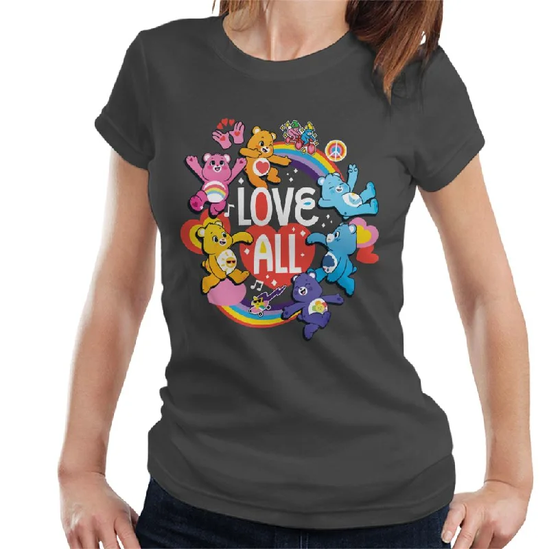 Care Bears Unlock The Magic Love All White Text Women's T-Shirt Front Pockets Side Pockets Patch Pockets