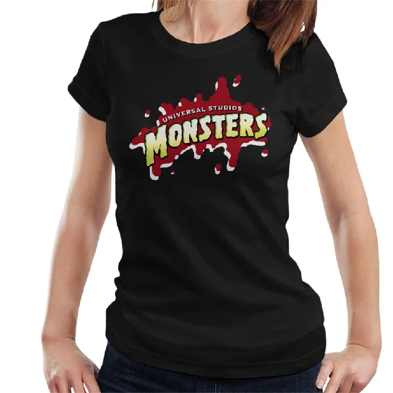 Universal Studio Monsters Blood Logo Women's T-Shirt Front Pockets Side Pockets Patch Pockets Universal Studio Monsters Blood Logo Women's T-Shirt Front Pockets Side Pockets Patch Pockets