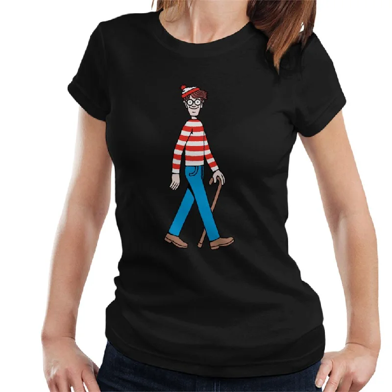 Where's Wally Walking Women's T-Shirt Spandex Blend Rayon Blend Denim Blend