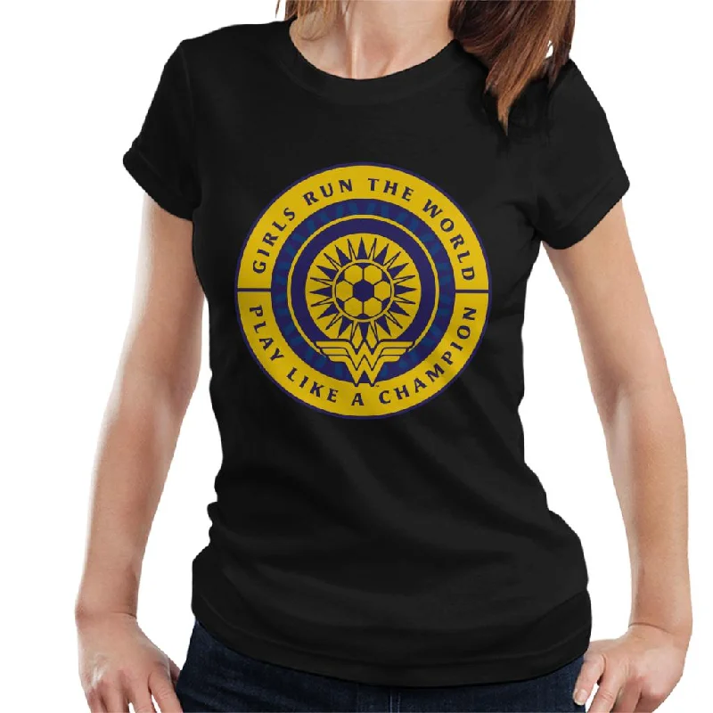 Wonder Woman Sports Girls Run The World Women's T-Shirt Front Pockets Side Pockets Patch Pockets Wonder Woman Sports Girls Run The World Women's T-Shirt Front Pockets Side Pockets Patch Pockets