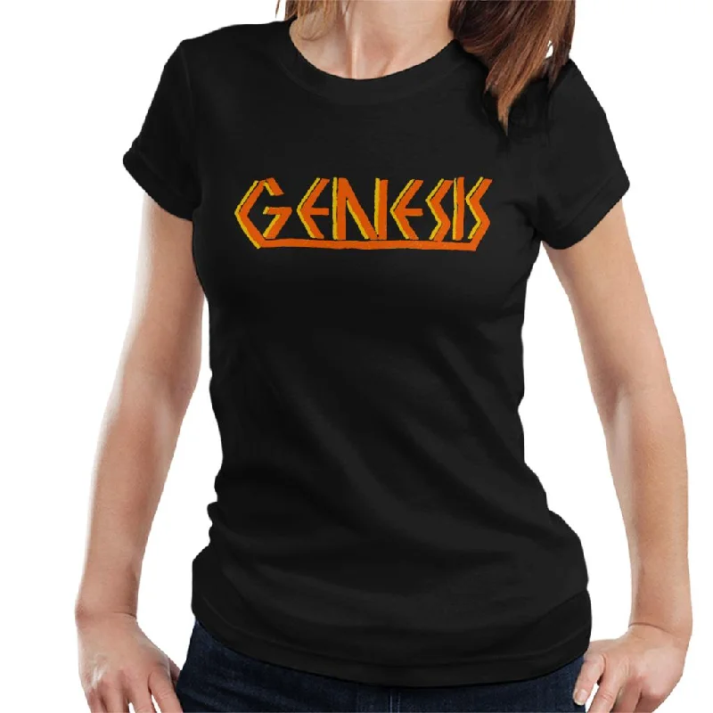 Genesis Band Vintage Orange Logo Women's T-Shirt Knit Fabric Woven Fabric Fleece Fabric Genesis Band Vintage Orange Logo Women's T-Shirt Knit Fabric Woven Fabric Fleece Fabric
