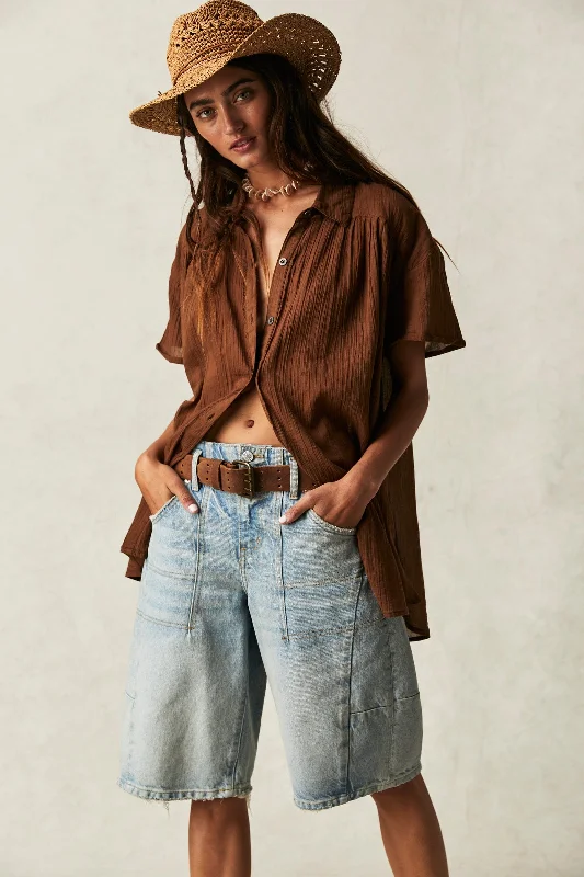 Float Away Shirt - Chocolate Love Lace Blend Ribbed Blend Corduroy Blend