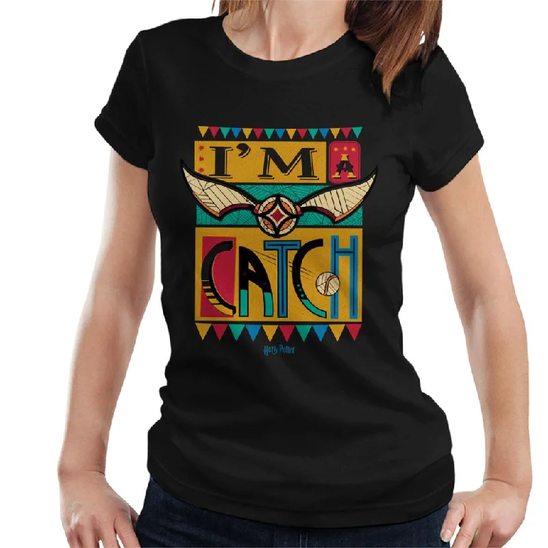 Harry Potter Quidditch Im A Catch Women's T-Shirt Spandex Blend Rayon Blend Denim Blend Harry Potter Quidditch Im A Catch Women's T-Shirt Spandex Blend Rayon Blend Denim Blend