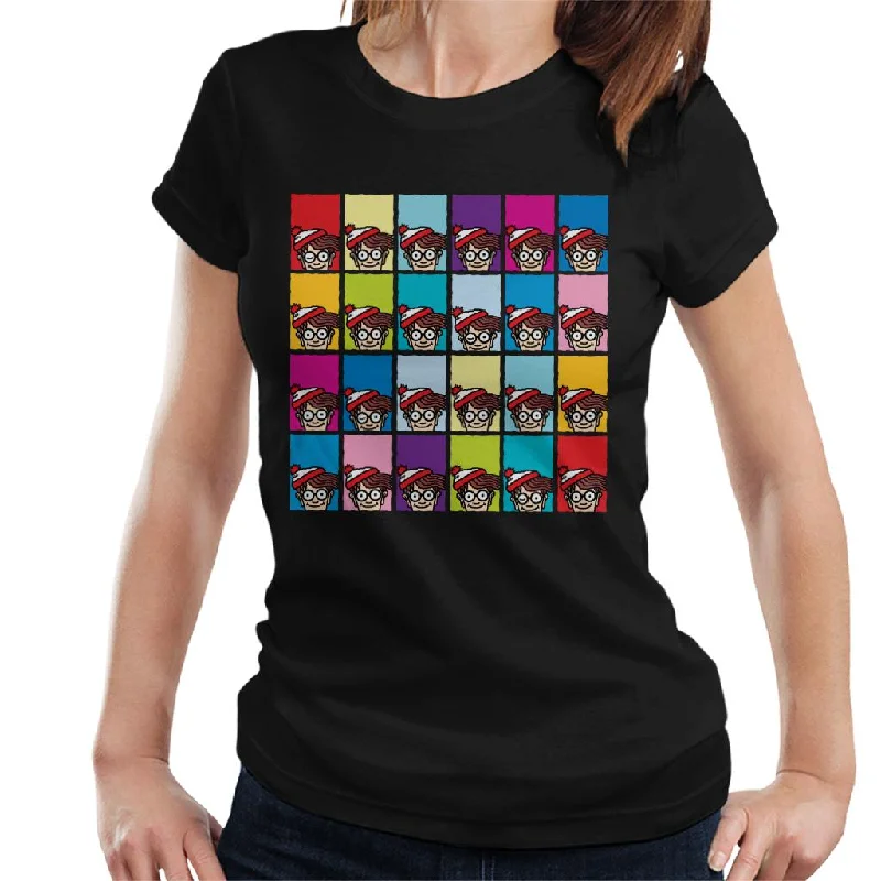 Where's Wally Colourful Tiles Women's T-Shirt Chenille Blend Fleece Blend Nylon Blend Where's Wally Colourful Tiles Women's T-Shirt Chenille Blend Fleece Blend Nylon Blend