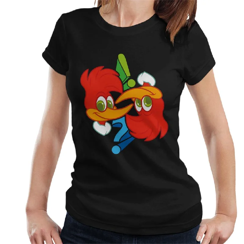 Woody Woodpecker Winnie Question Mark Women's T-Shirt Chenille Fabric Brocade Fabric Lace Fabric