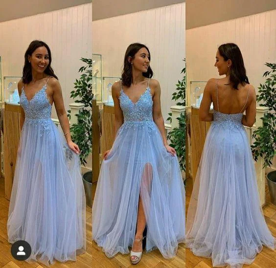 Charming Sexy Spaghetti Straps Evening Party Dress,Blue Appliques Long Prom Dress Tunics Review highly Charming Sexy Spaghetti Straps Evening Party Dress,Blue Appliques Long Prom Dress Tunics Review highly