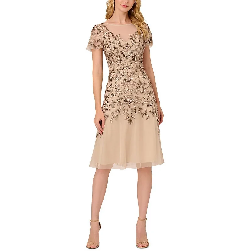 Womens Embellished Knee-Length Cocktail And Party Dress Chiffon Maxi Beach
