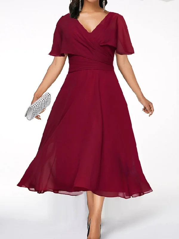 Women's Party Dress Satin Dress Wedding Guest Dress Midi Dress Red Short Sleeve Pure Color Ruched Summer Spring Fall V Neck Party Office Wedding Guest Summer Dress S M L XL 2XL 3XL Tunics Luxurious premium Women's Party Dress Satin Dress Wedding Guest Dress Midi Dress Red Short Sleeve Pure Color Ruched Summer Spring Fall V Neck Party Office Wedding Guest Summer Dress S M L XL 2XL 3XL Tunics Luxurious premium