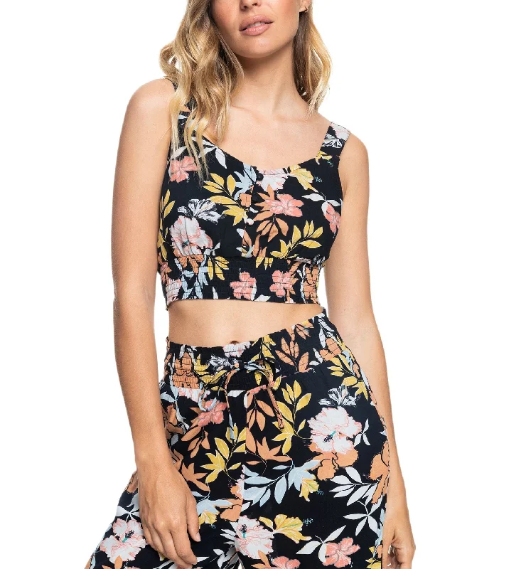 Juniors' Sea Fog Printed Crop Top Collared Crew Neck Turtle Neck