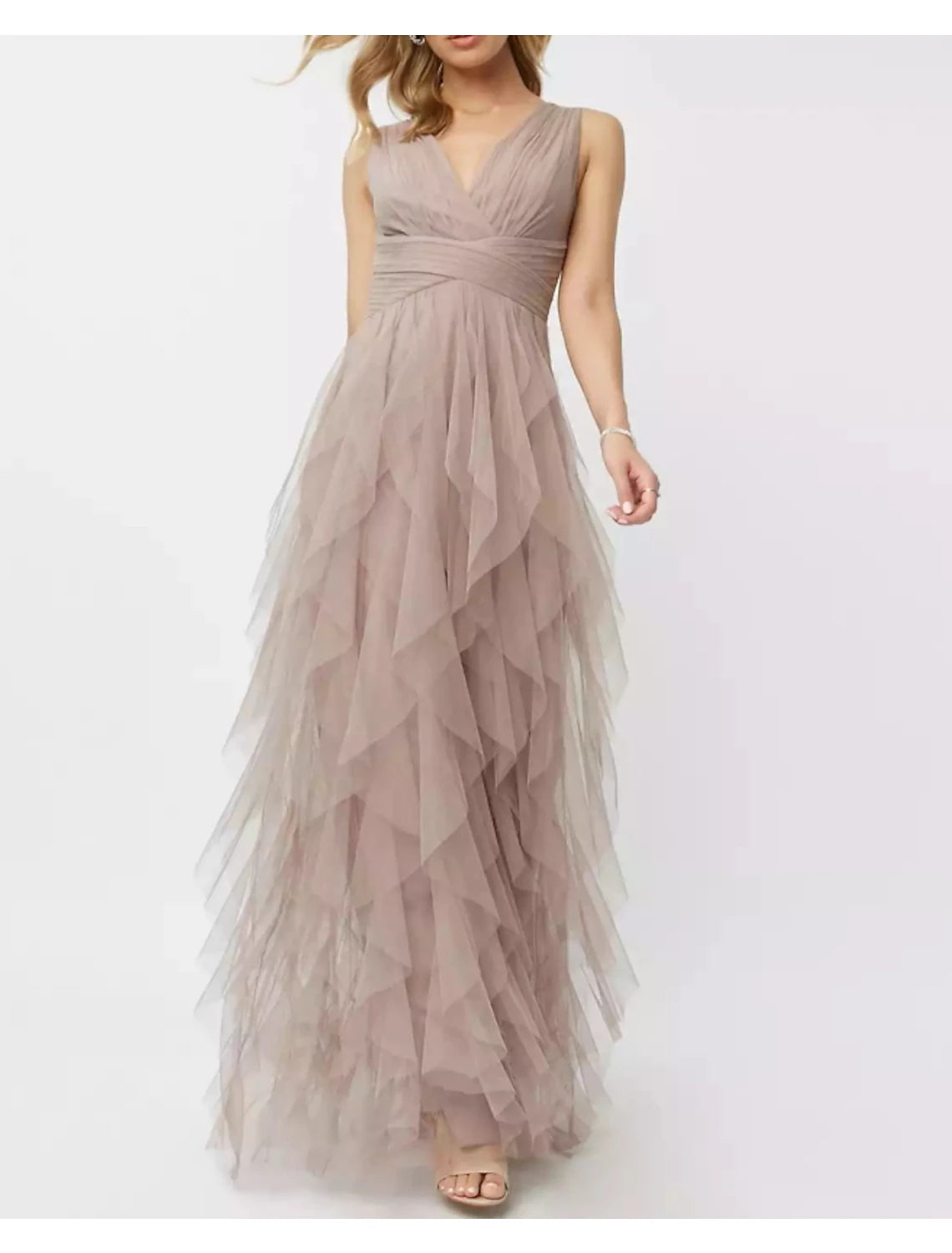A-Line Party Dress Spring Prom Formal Evening Dress V Neck Sleeveless Floor Length Polyester with Draping Tier Tunics Mesh breathable A-Line Party Dress Spring Prom Formal Evening Dress V Neck Sleeveless Floor Length Polyester with Draping Tier Tunics Mesh breathable